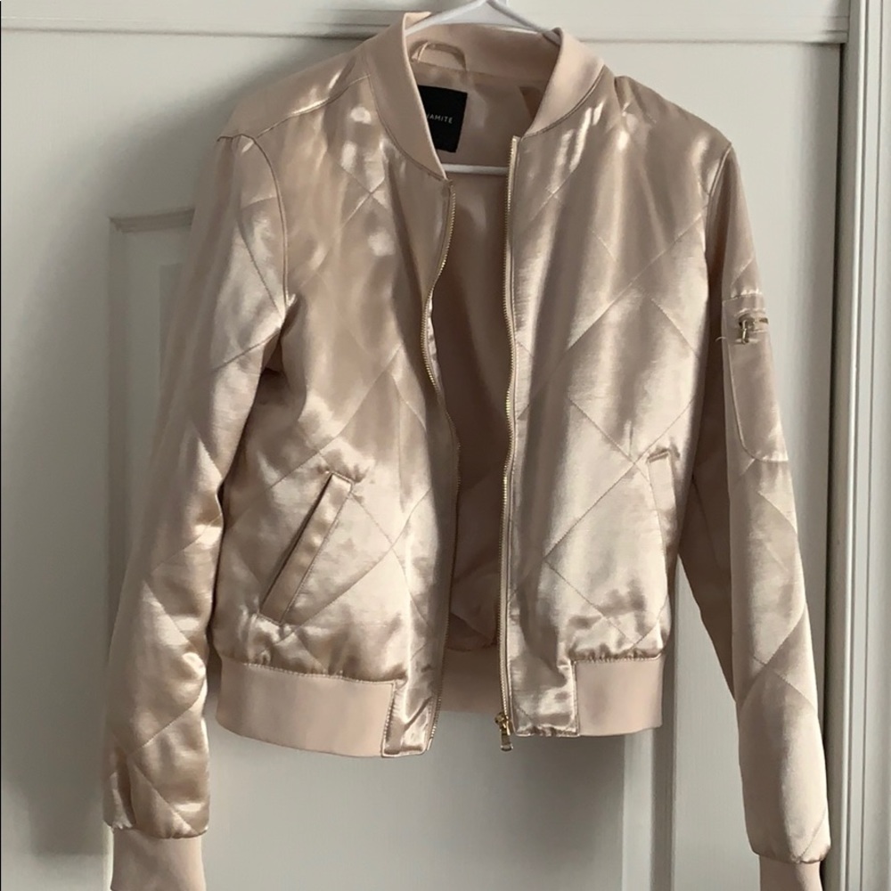 Rose gold bomber jacket